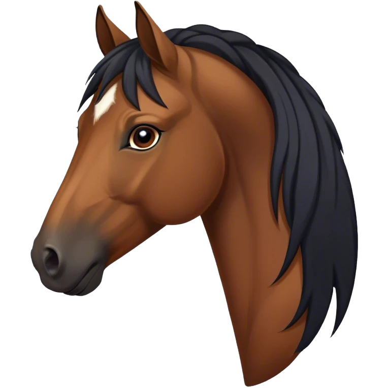 Head of Bay horse with black mane and tail emoji