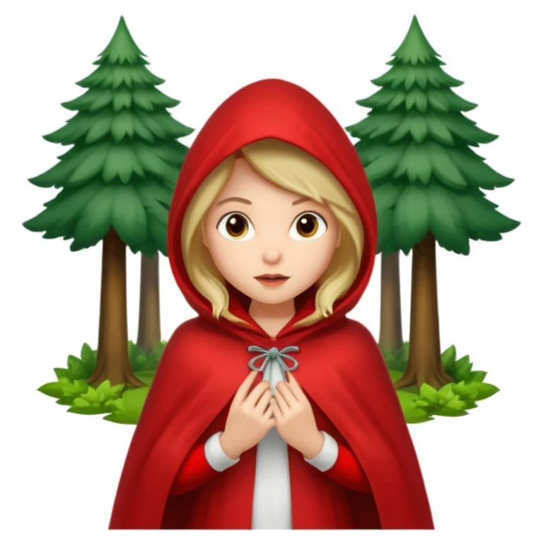Little Red Riding Hood in forest emoji