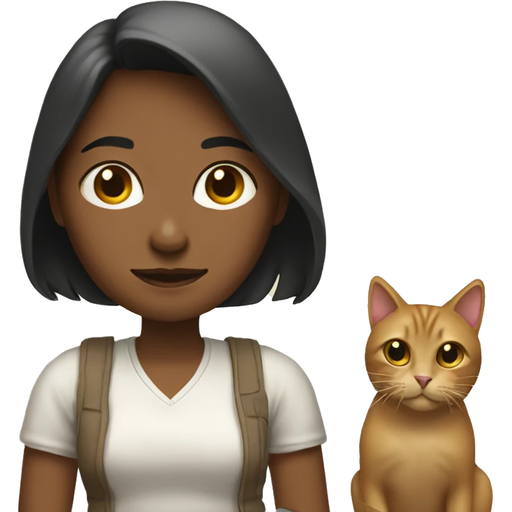 Mujer jugando con un gato emoji