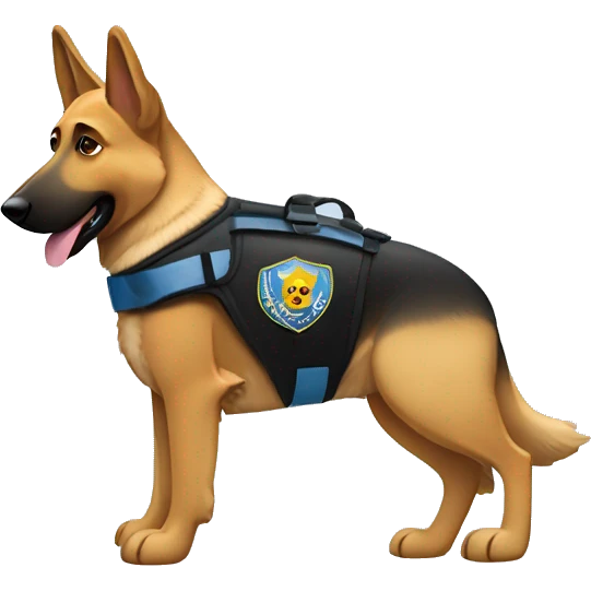 German shepherd service dog wearing a guide dog vest emoji