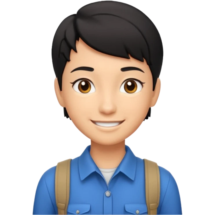 A young guide with short black hair. 3D emoji