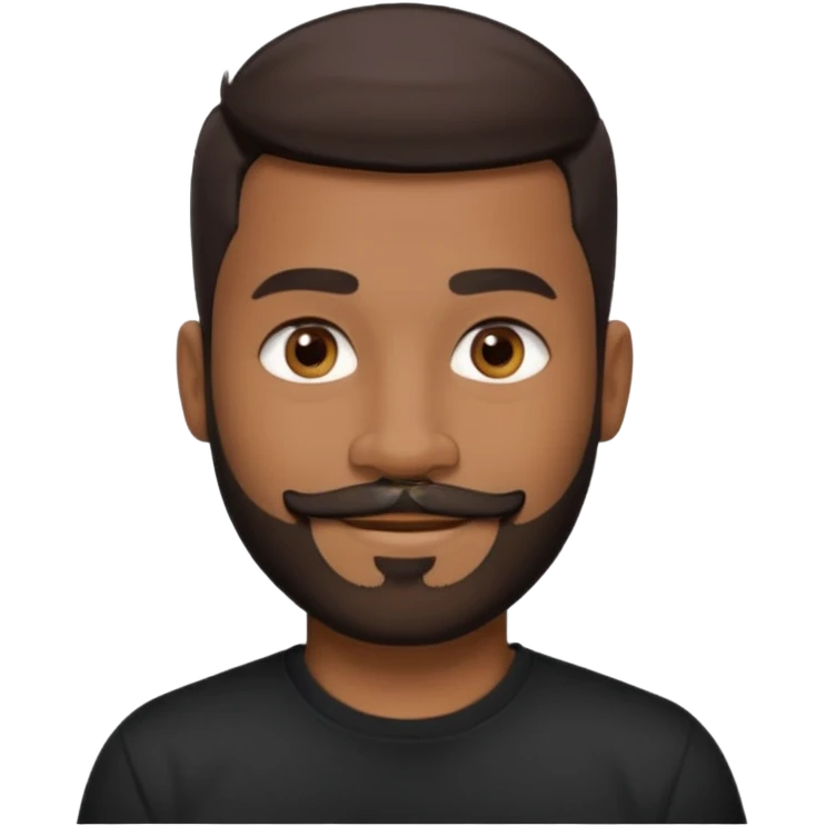 man with an oval face, medium-dark skin tone, short dark hair with a fade cut, dark brown eyes, medium straight nose, full lips, full beard and mustache, smiling, small earring in left ear emoji