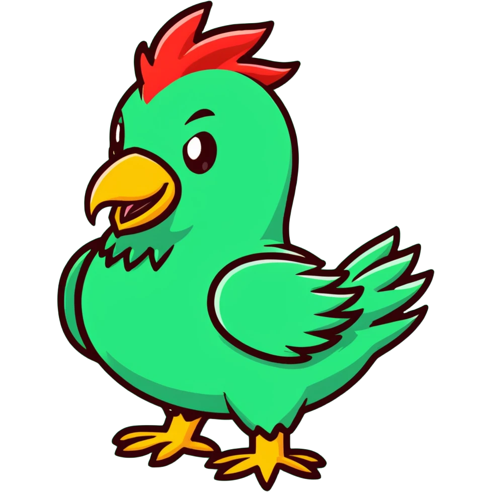 Red chocobo from Final Fantasy, majestic red bird-like creature emoji