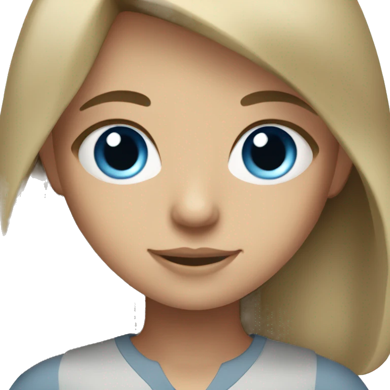 Girl with blue eyes and dark blond hair at work emoji