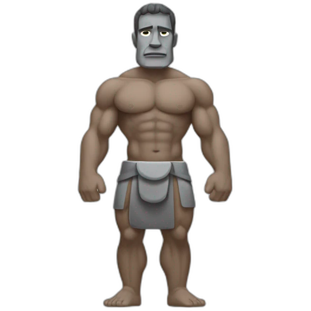 Moai BodyBuilder with grey skin emoji
