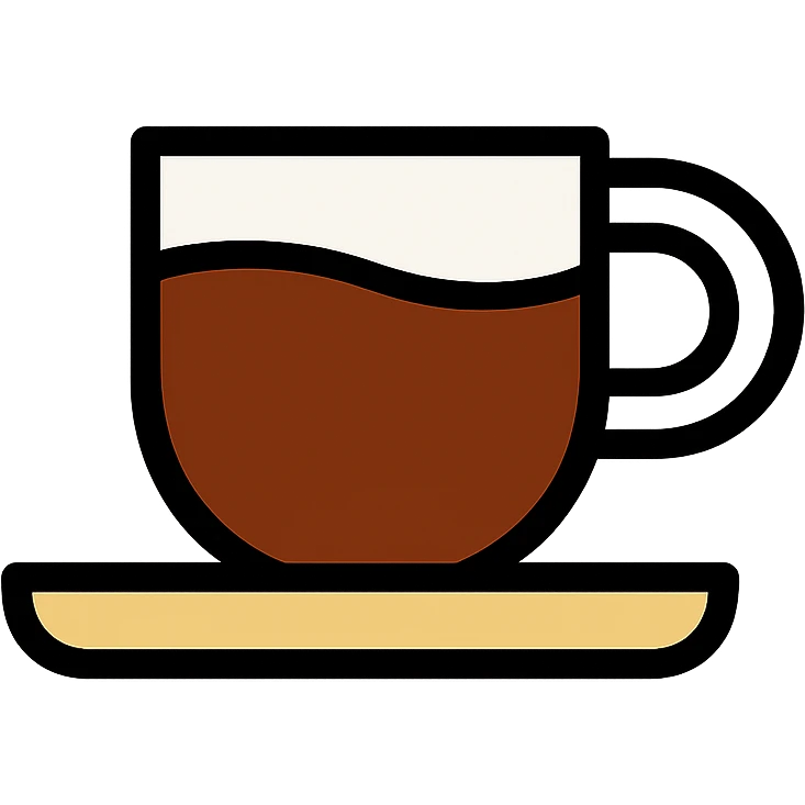 minimal flat icon style espresso cup, simple shapes, brown and white colors emoji