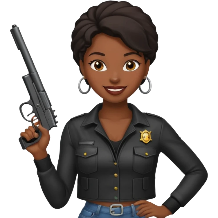 A sexy black female gang member with a gun emoji