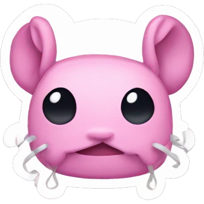 Pink stitch with a white bow on the side of the head emoji