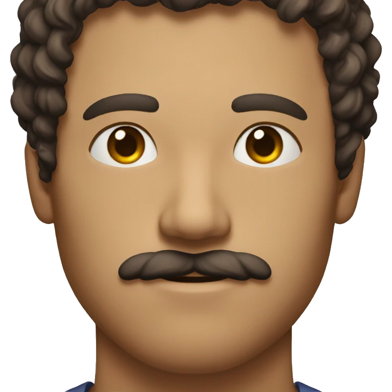 a picture of half of the body of a man strong with curly brown hair with mustache and no beard and big shoulders and chest emoji