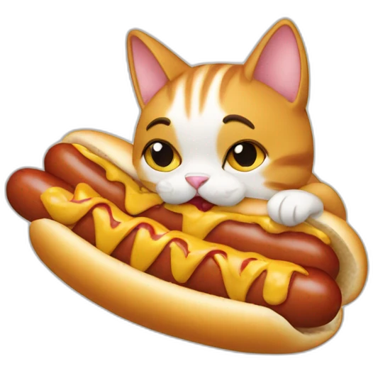 Cat eating hotdog emoji