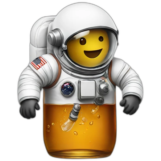 Astronaut with helmet closed swimming in a whiskey bottle emoji