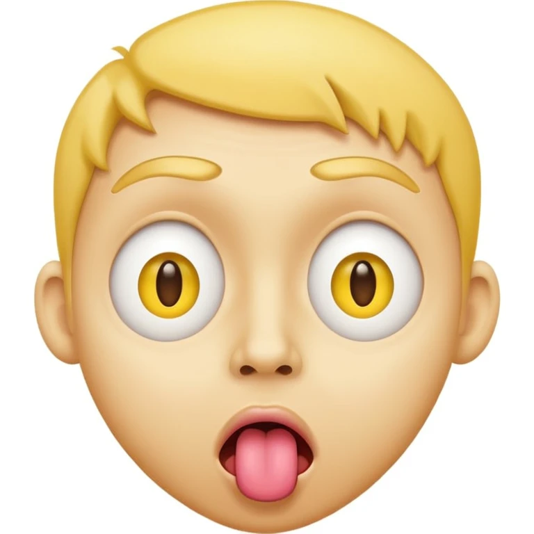 yellow face, confused eyes, tongue out emoji