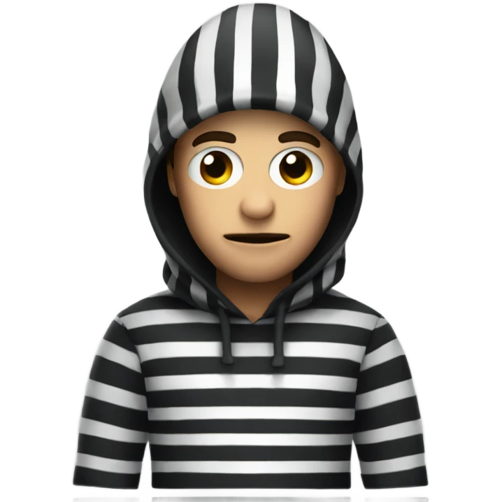 robber emoji with striped jumper emoji