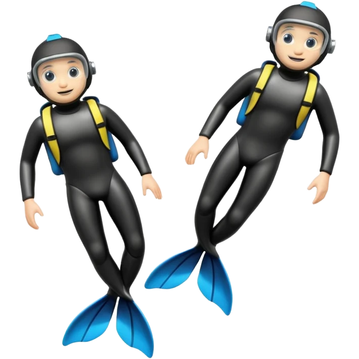 A 3D cartoon pair of diving flippers on a white background, shiny rubber texture, Memoji-style rendering. emoji