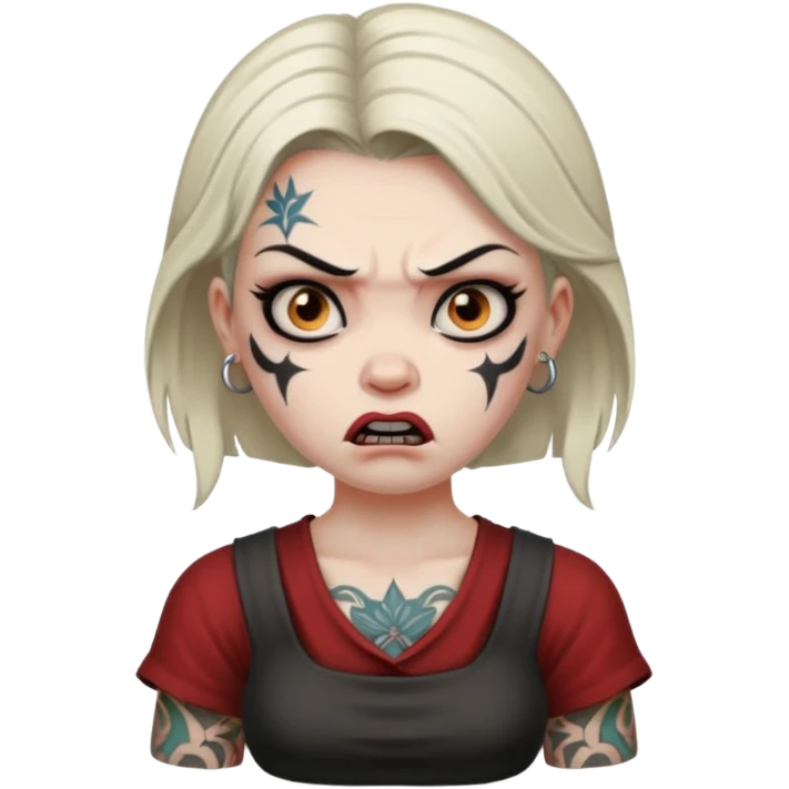 ancient angry girl Tattooed emoji