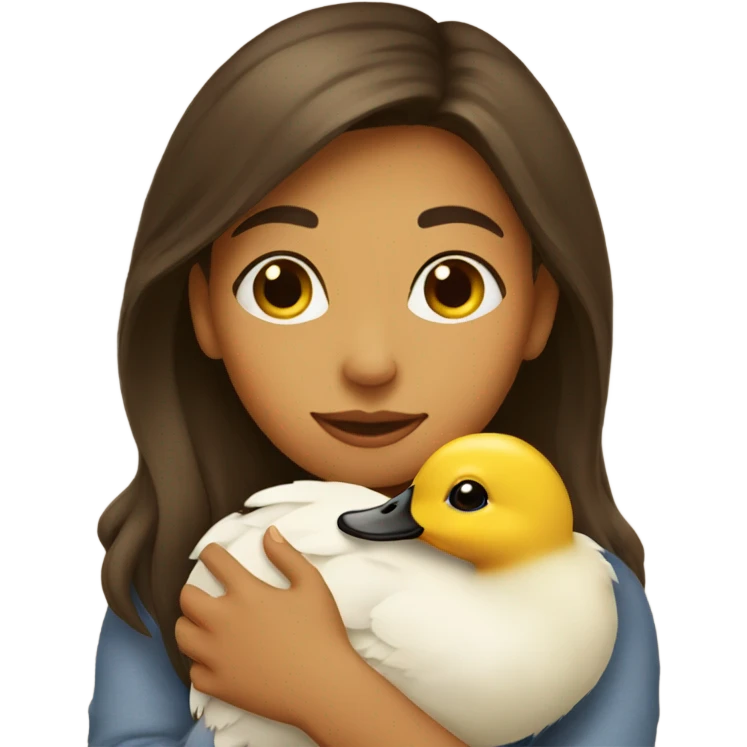 Women cuddling a duckling  emoji