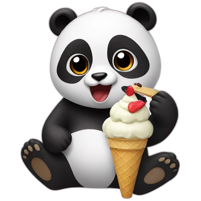 Panda eating ice cream emoji