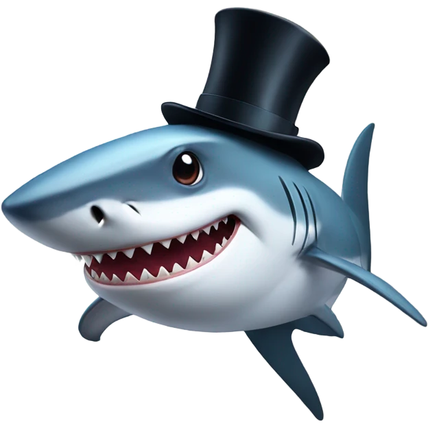 Shark with a top hat emoji