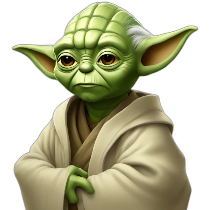 Yoda parado sobre parlante emoji