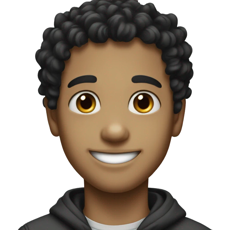 smiling boys with black curly hair emoji