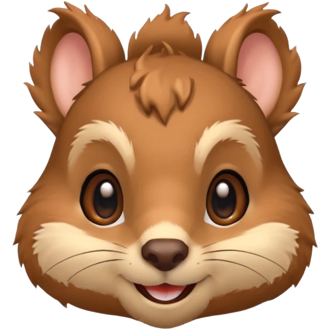 squirrel head, cute, smile, big eyes, furry, fluffy emoji