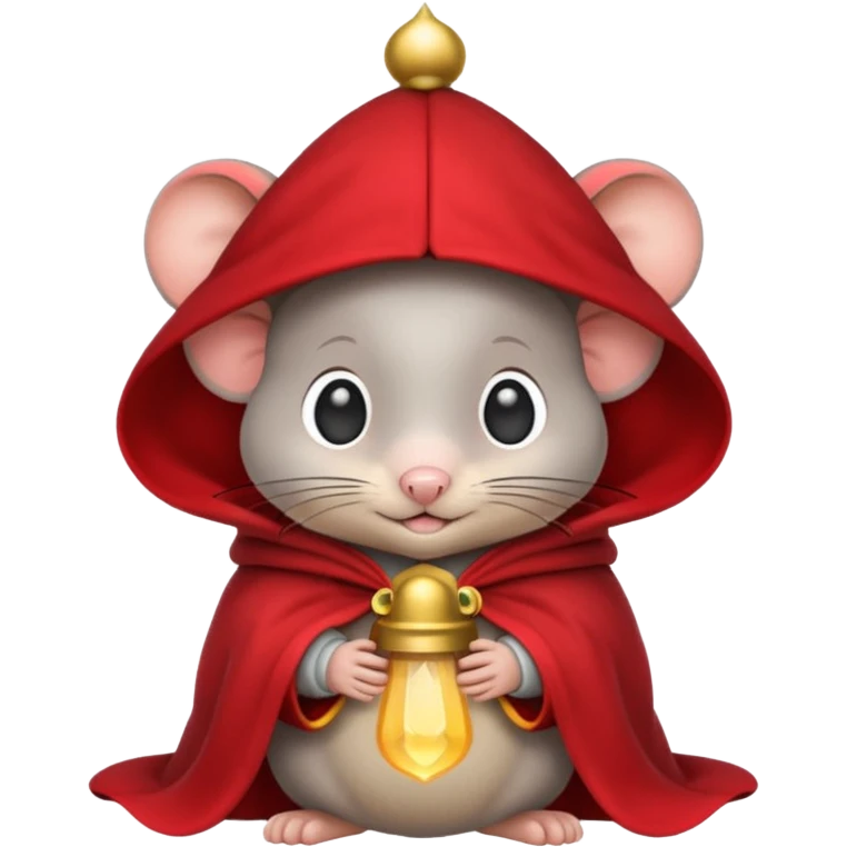 baby grey mouse, in magic red cloak emoji