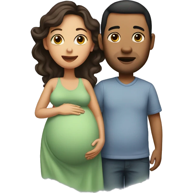 A pregnant woman with her husband  emoji