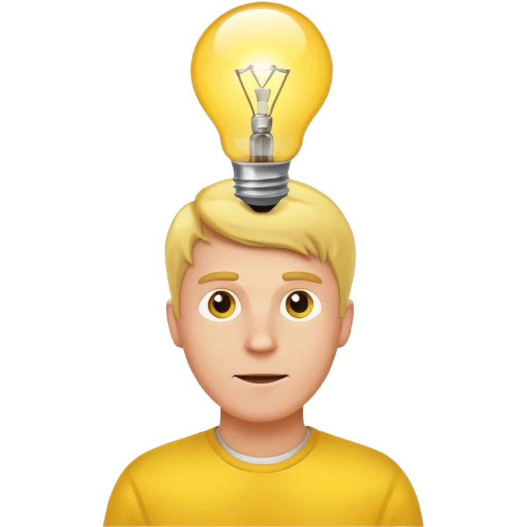 A white man came up with an idea, a light bulb appeared emoji