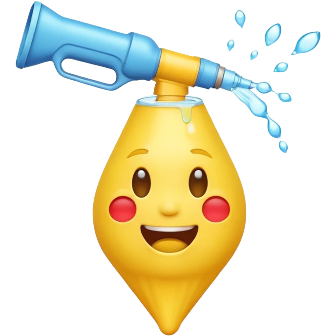 Laughing crying emoji with a water shooter emoji