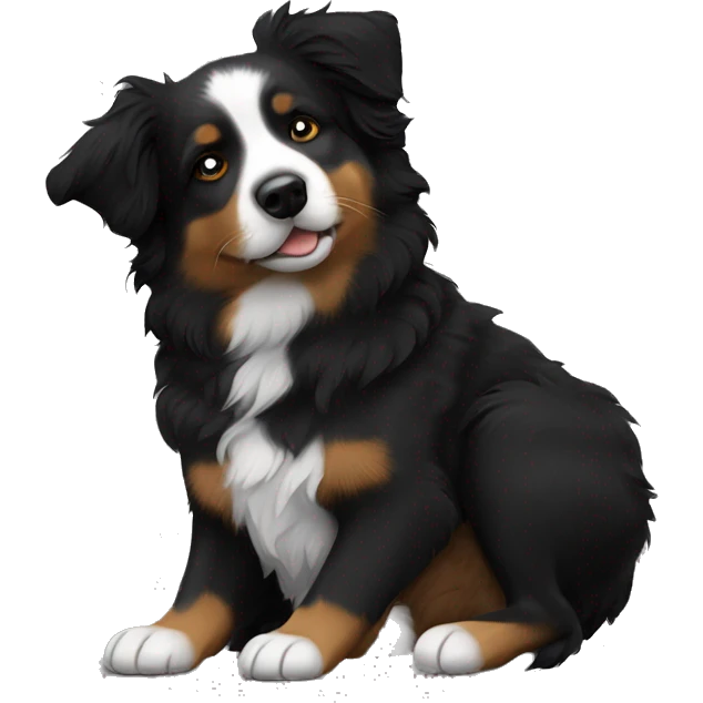 Small black australian shepherd dog sleeping  emoji