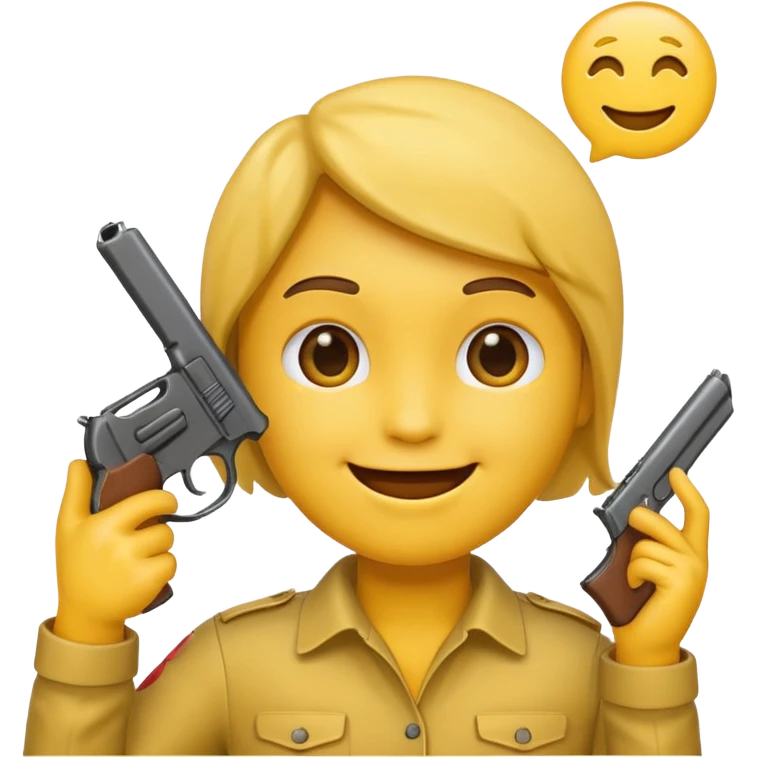 Create a smiling face emoji that’s holding a gun pointed to their head emoji