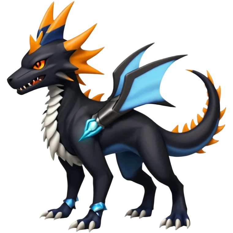 4-legged, digitigrade, clawed, furry finned sharp, cool, badass, angry, edgy Sergal-Sharpedo-Houndoom-Garchomp-Nargacuga-Silvally-Vaporeon-fusion-hybrid-creature, full body emoji