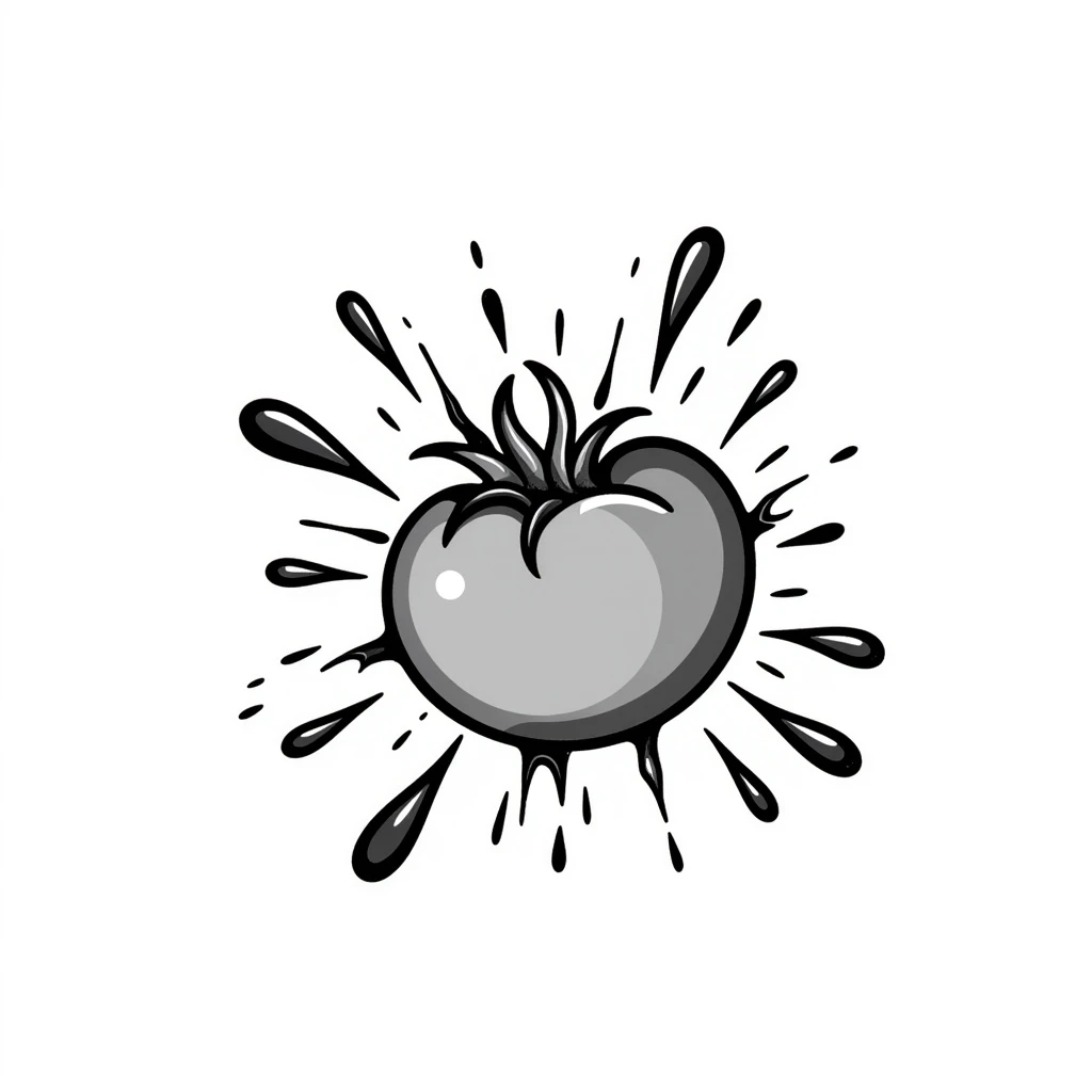 a tomato splashing, hand drawn doodle style emoji
