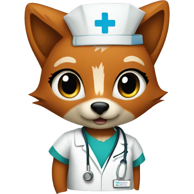 Nurse fox in scrubs emoji