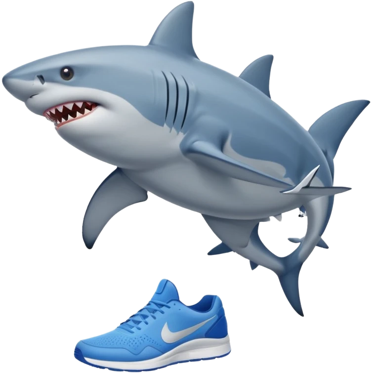 Shark with legs wearing blue Nikes and nothing else  emoji