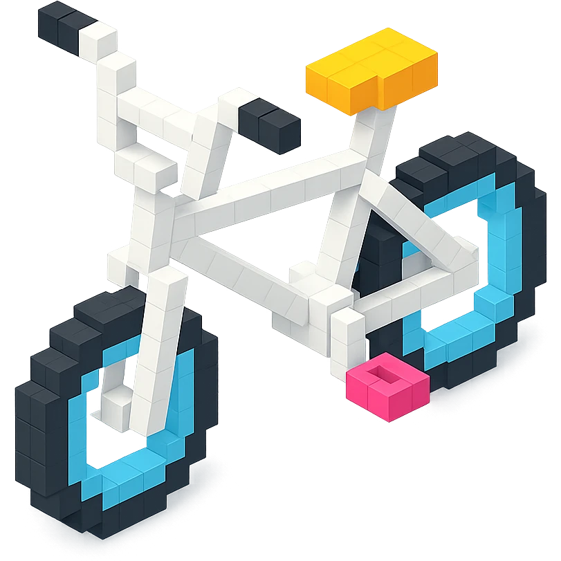 voxel style BMX bicycle, white color, isometric view emoji