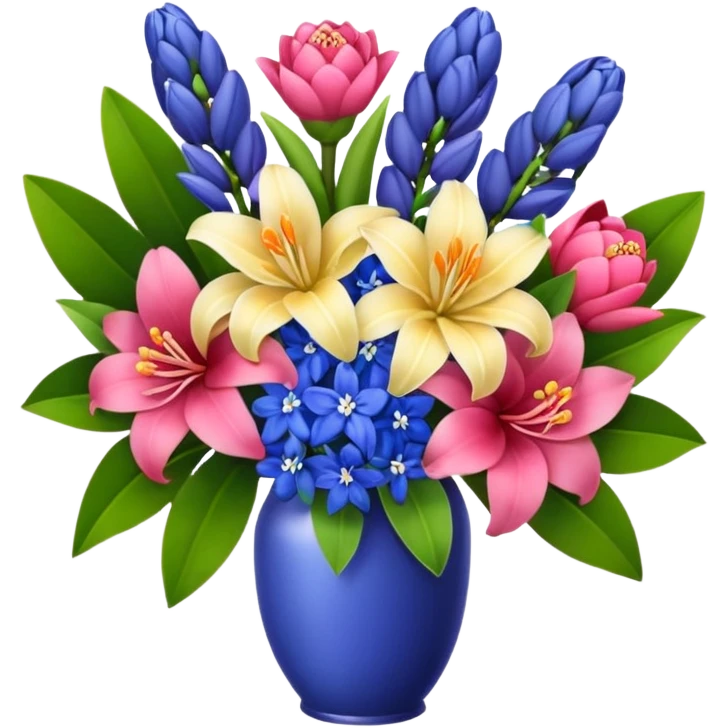 Lilies, hyacinths and camellias in a flower bouquet emoji