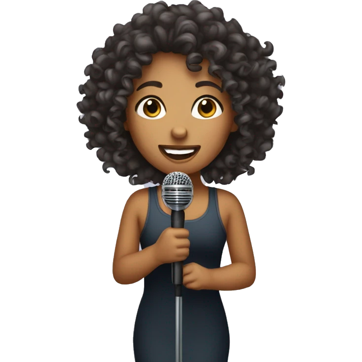 curly girl with microphone  emoji
