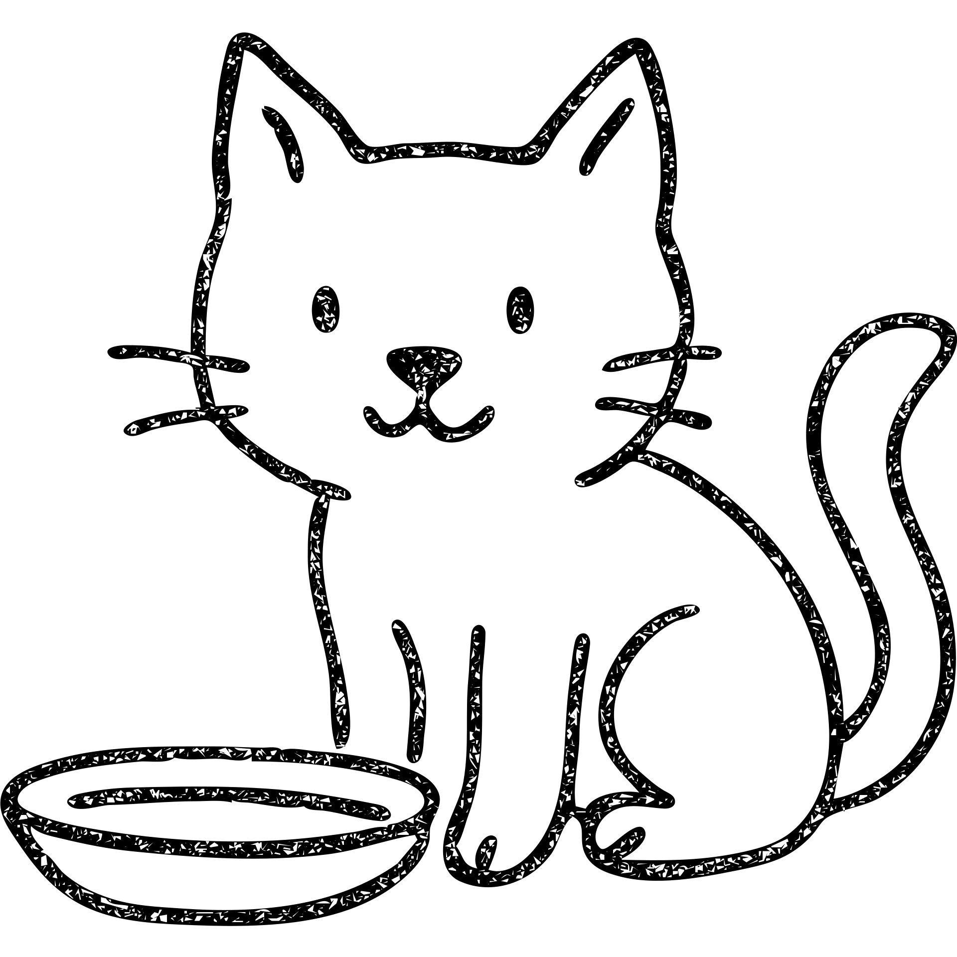 hand drawn outlined icon of a cat with a saucer of milk emoji