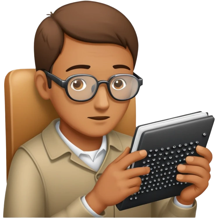 blind man reading braille emoji