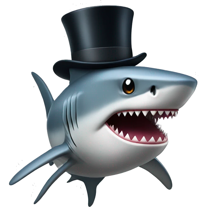 Shark with a top hat emoji