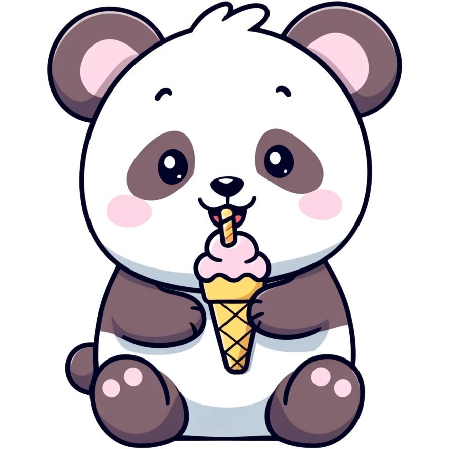 Panda eating ice cream emoji