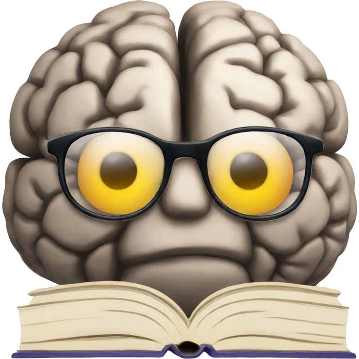 brain with glasses that reads books emoji