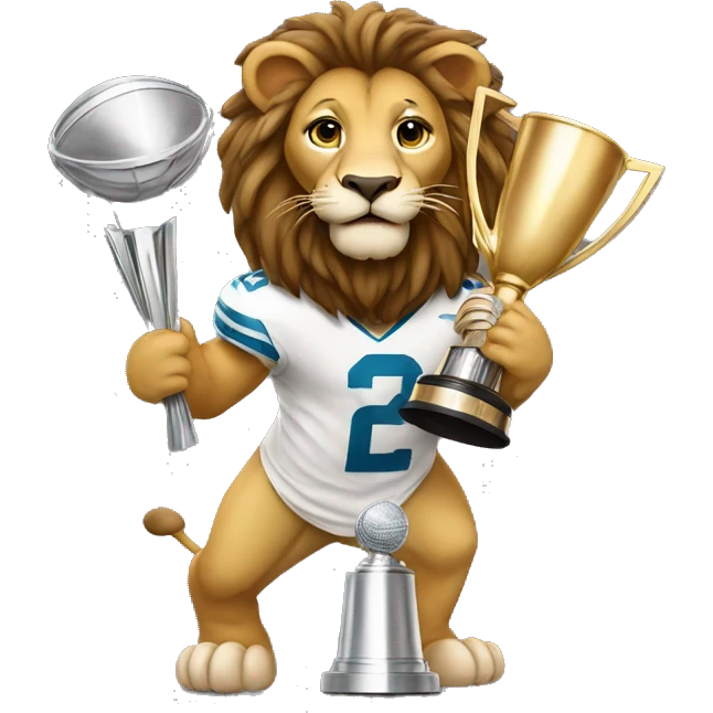 Lion holding the Lombardi trophy emoji