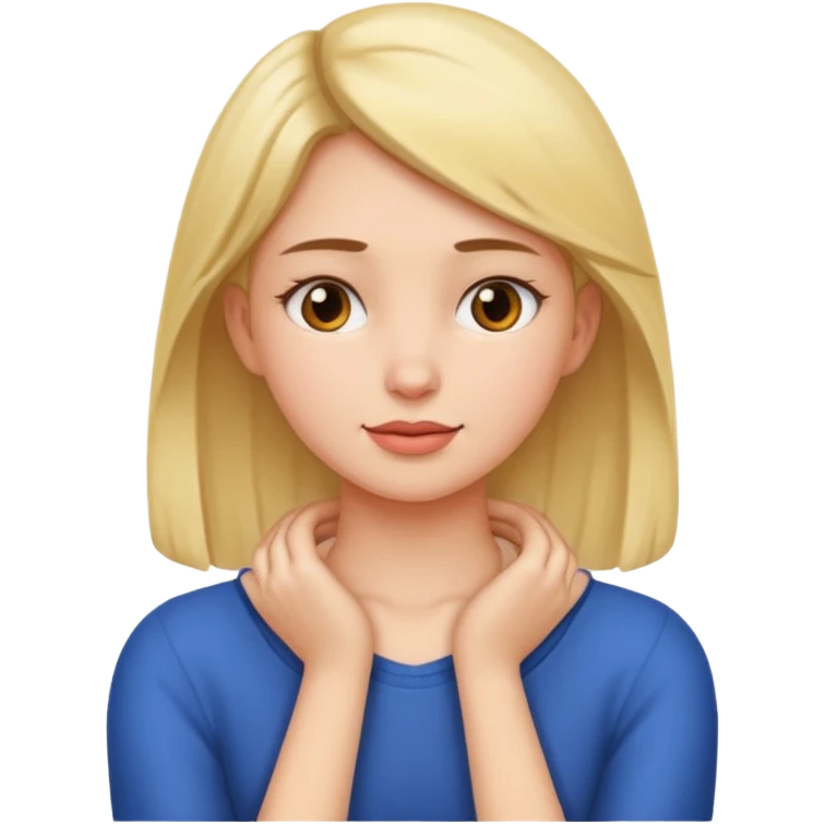 girl putting hands on neck emoji