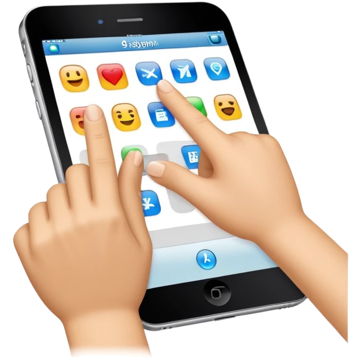 An emoji with a finger tapping a touchscreen button emoji