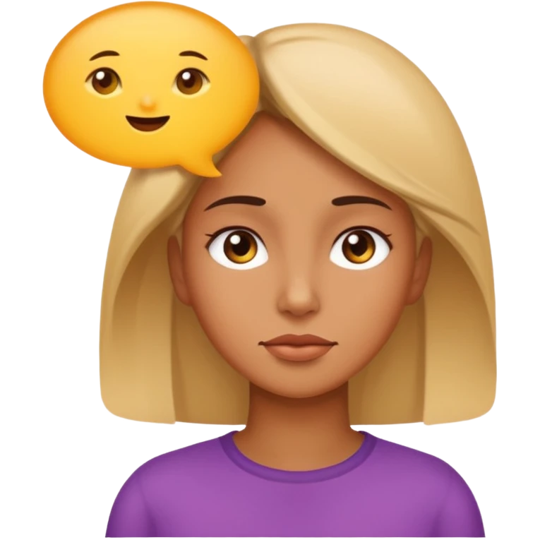 a thoughtful woman with a speech bubble, emoji style emoji