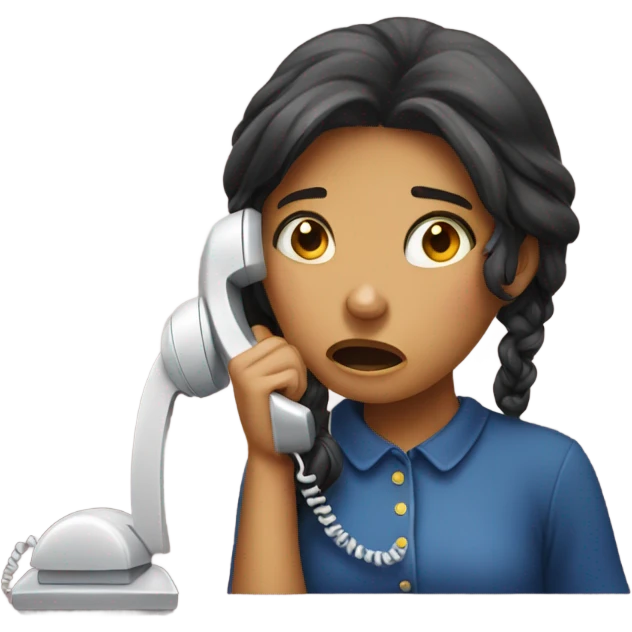 A girl scared of the telephone  emoji