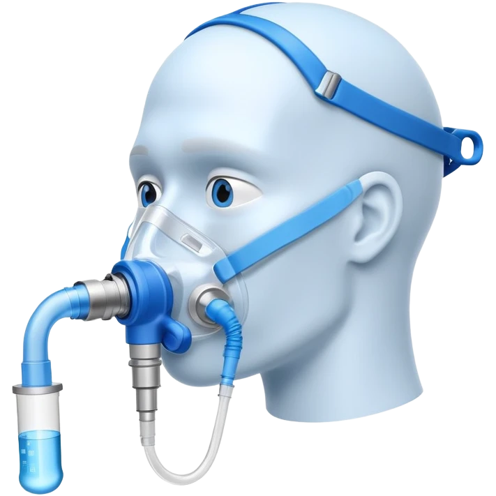 Blue VO2 max testing mouthpiece with breathing valve and tube, with nose clip, laboratory testing equipment emoji