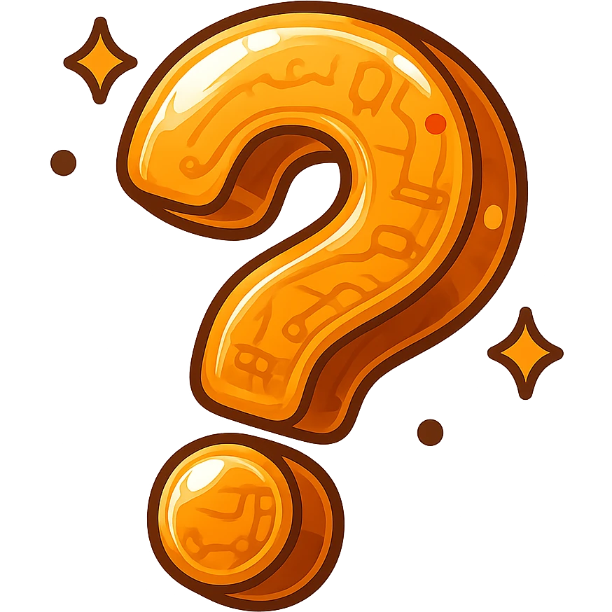 Create a plump, colorful, glossy question mark in the same cartoon style as the reference feather image. The question mark should stand perfectly upright with no tilt or slant. Use bold outlines, sharp color transitions, strong shadows and highlights, and a three-dimensional look. It should be bright, shiny, and have a soft background, closely matching the style of the reference image. emoji